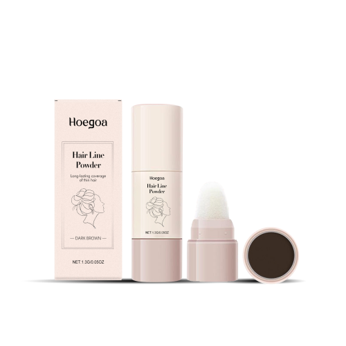 Hoegoa 深棕色蓬松发际线粉 发际遮盖填充粉蓬松轮廓便携日常修饰